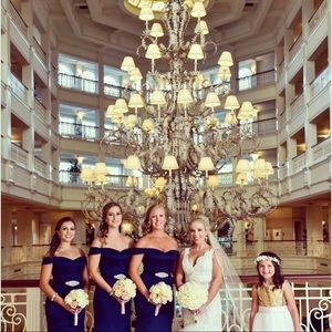 la femme off the shoulder satin mermaid gown